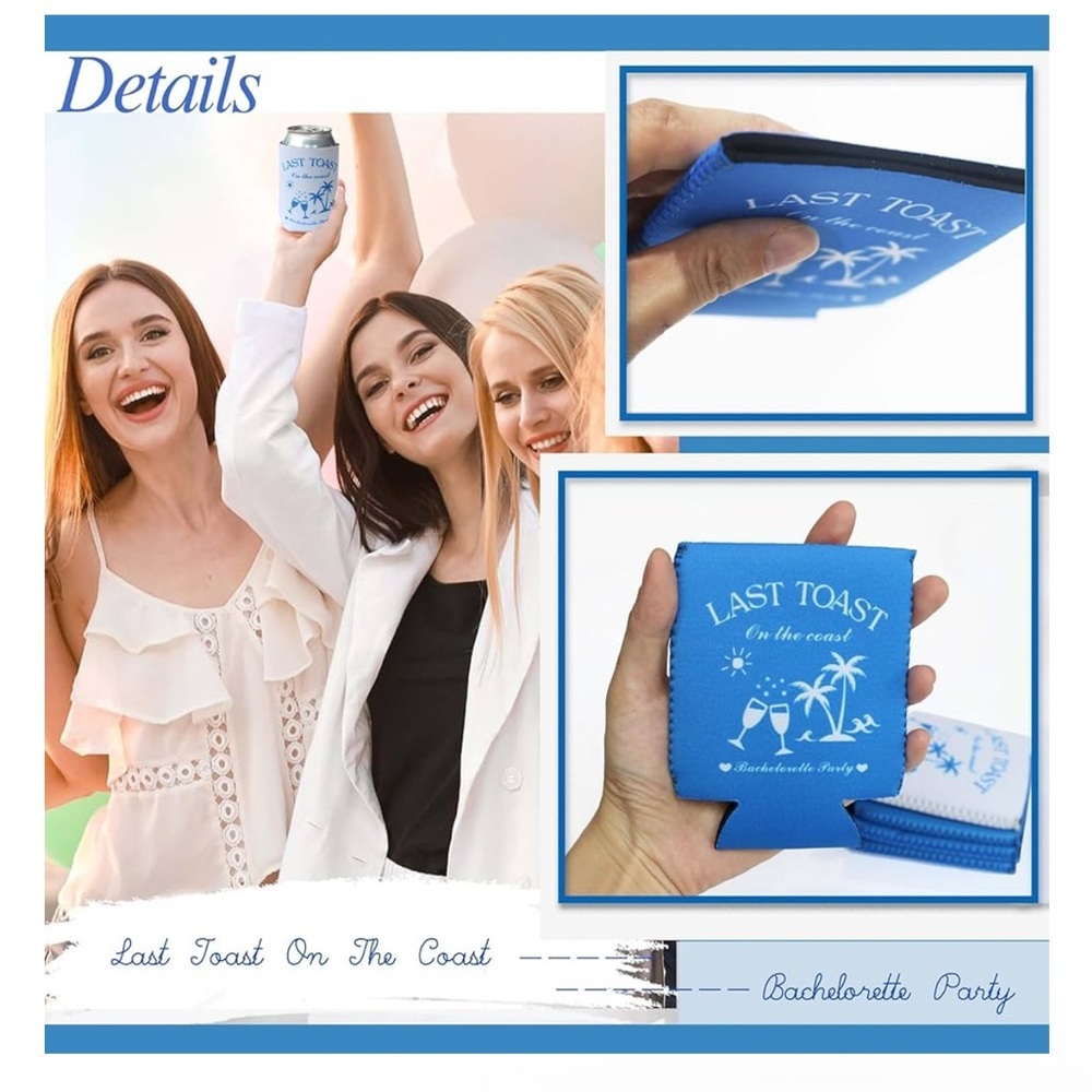 Last Toast On The Coast Bachelorette Party Can Sleeves(12 PCS) - Picture 4 of 6